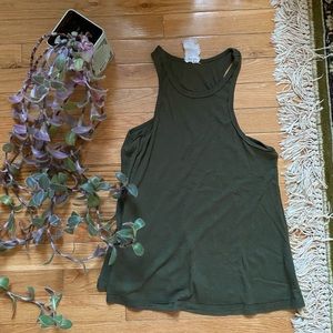 Free People Olive High Neck Tank